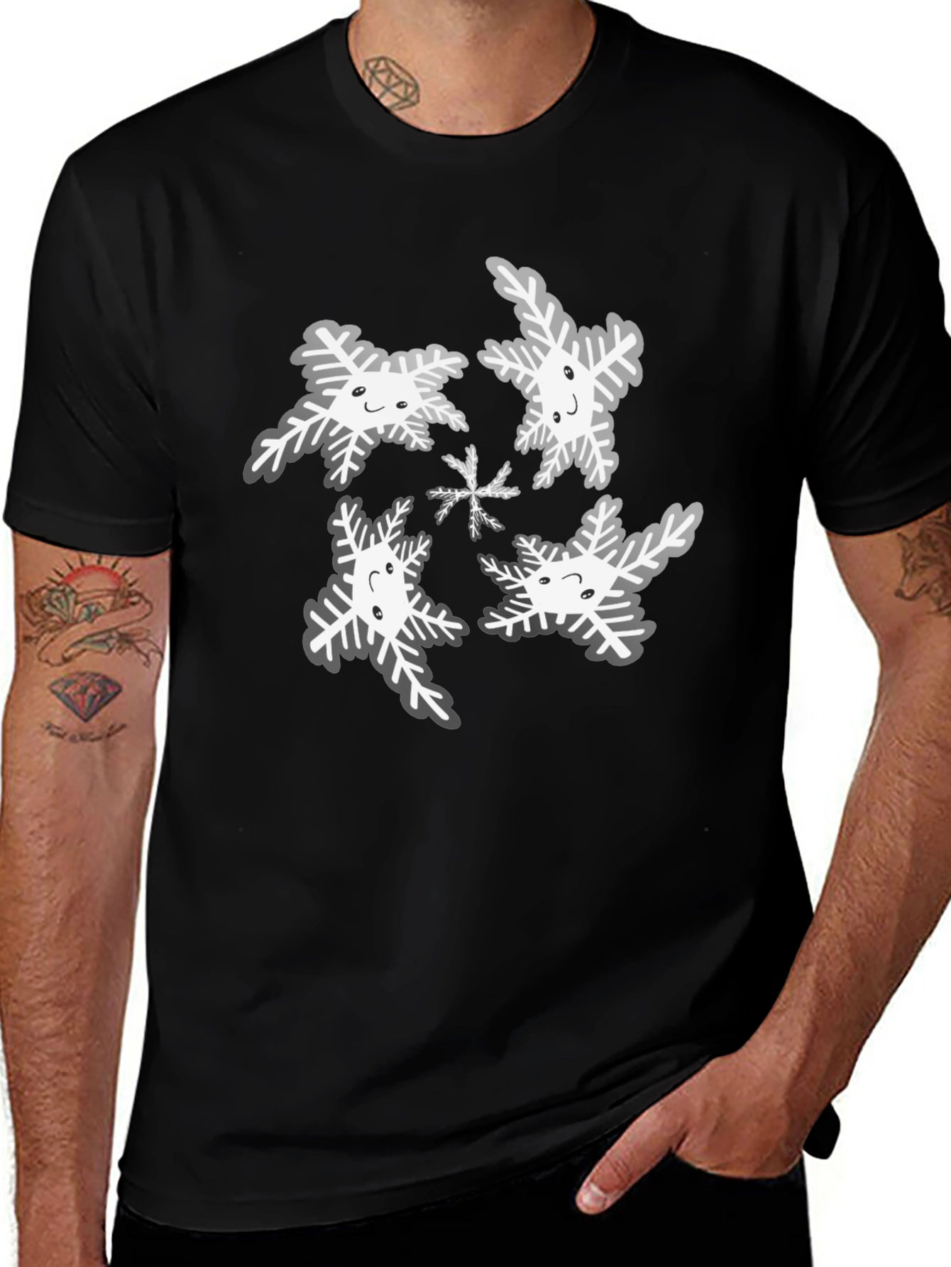 Snowflake Graphic Tee - Black Cotton Blend