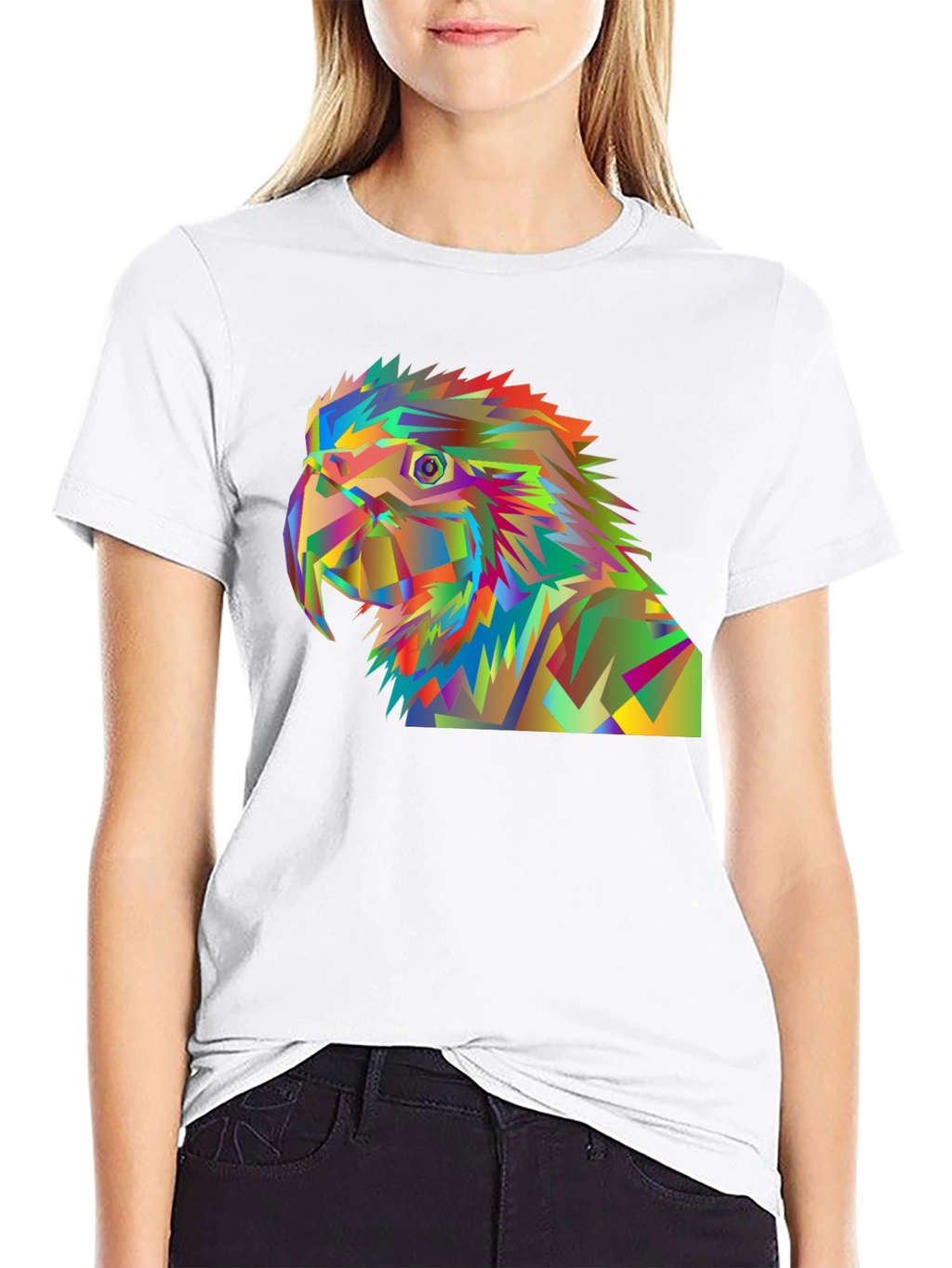 Geometric Parrot Graphic Tee - Modern Art T-Shirt