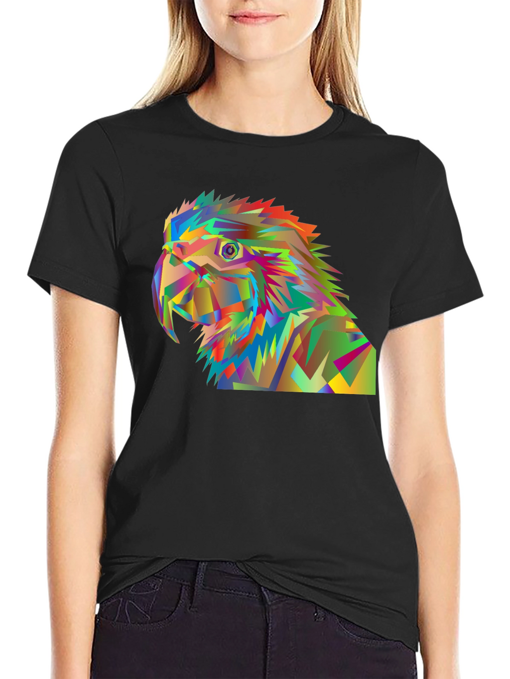 Geometric Parrot Graphic Tee - Modern Art T-Shirt