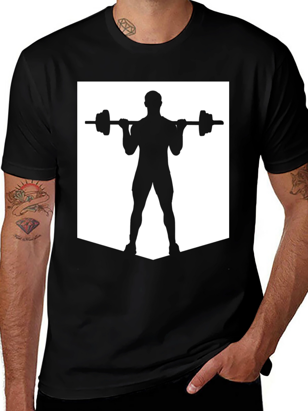 Weightlifting Silhouette Tee - Black Gym Shirt
