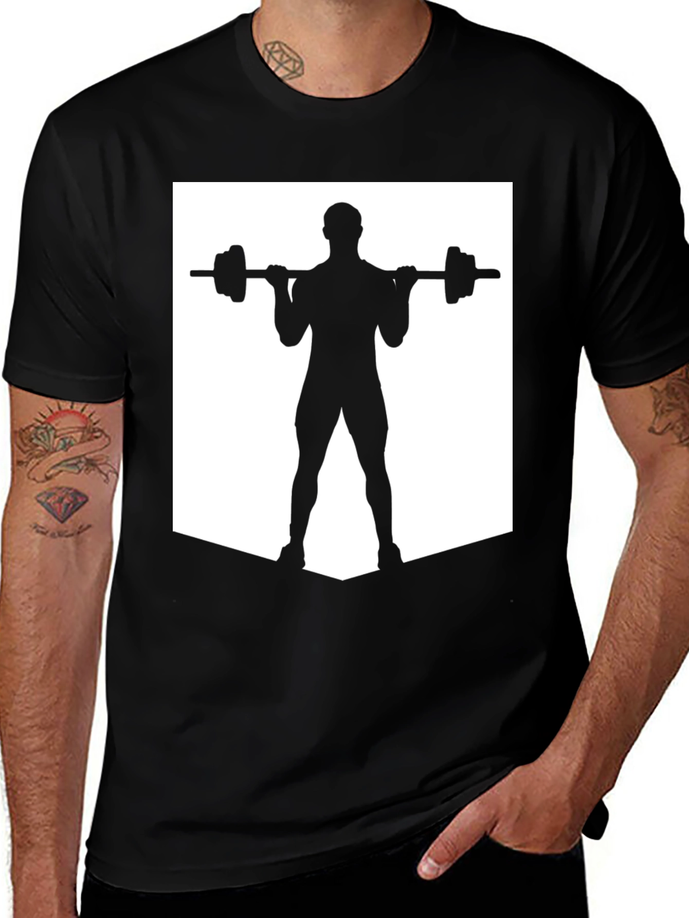Weightlifting Silhouette Tee - Black Gym Shirt
