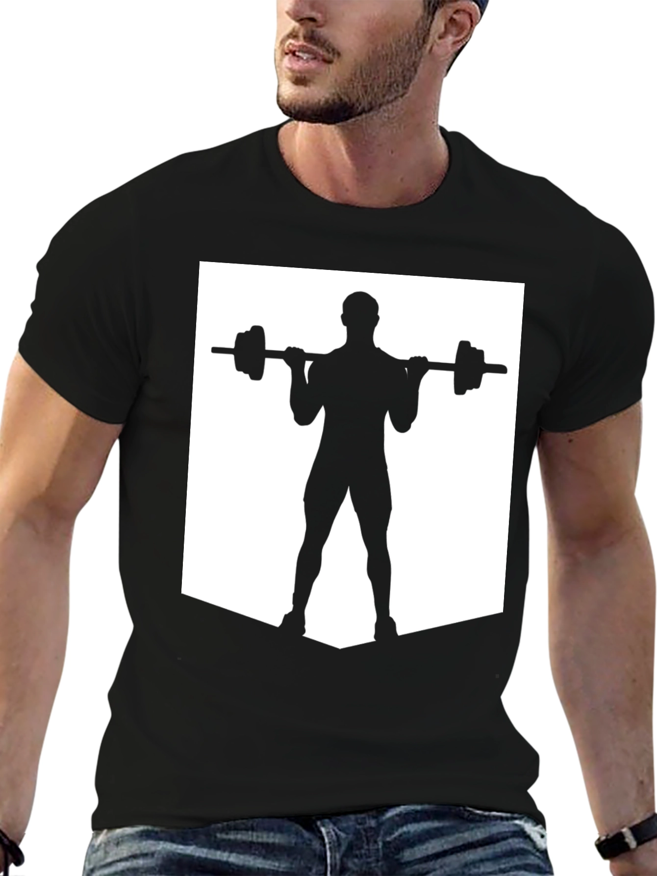 Weightlifting Silhouette Tee - Black Gym Shirt