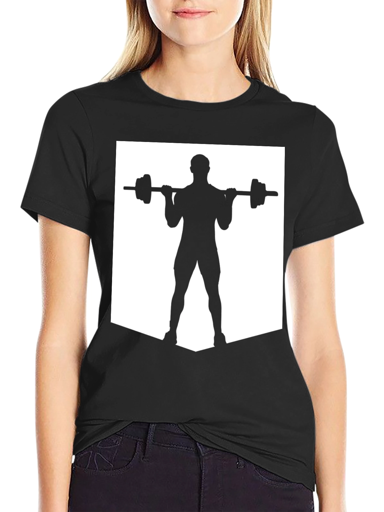 Weightlifting Silhouette Tee - Black Gym Shirt