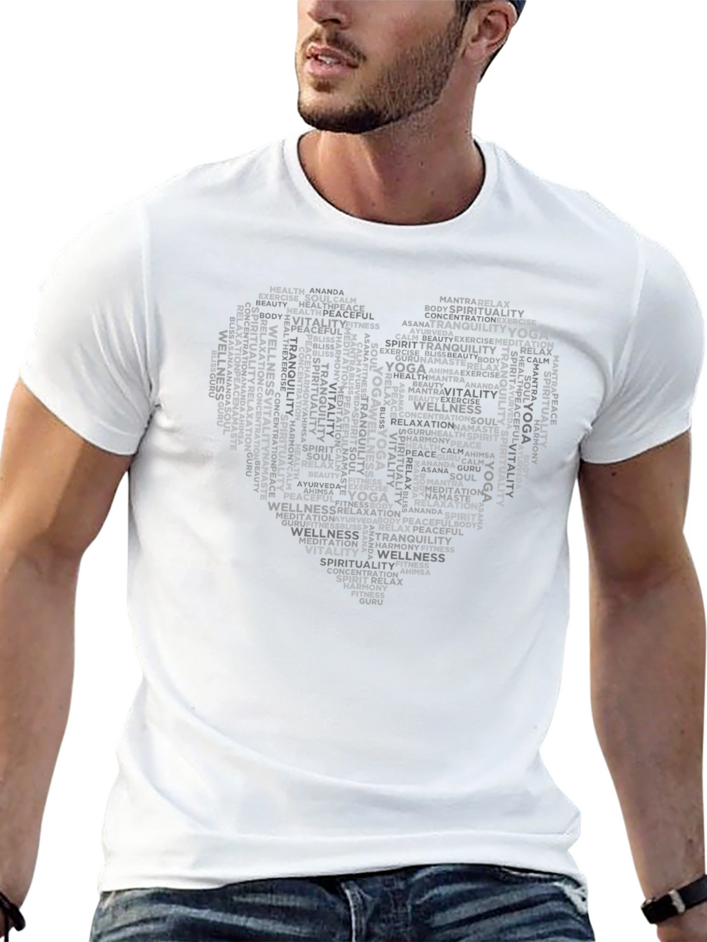 Yoga Word Art Heart Graphic T-Shirt