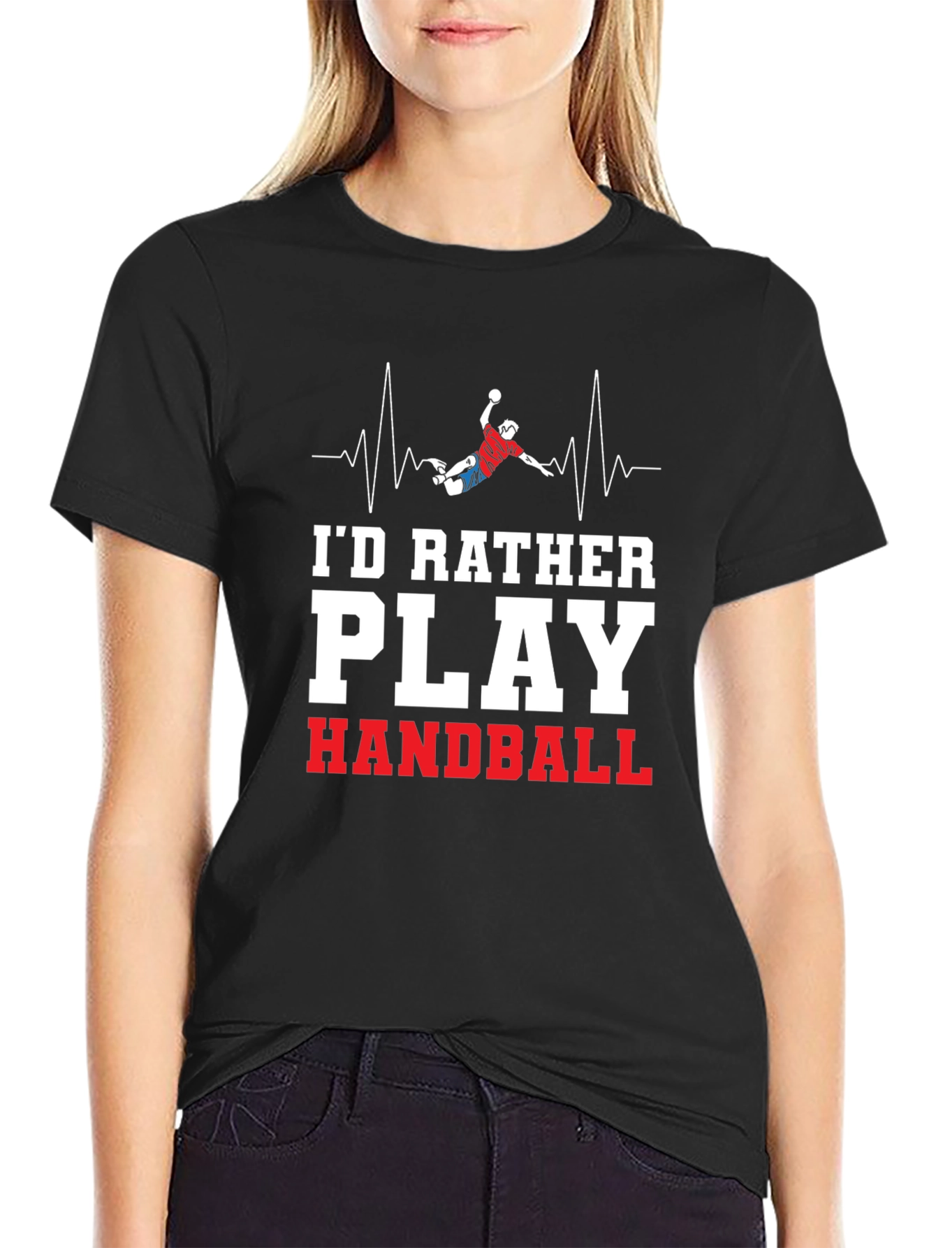 Handball Player Heartbeat Graphic Tee