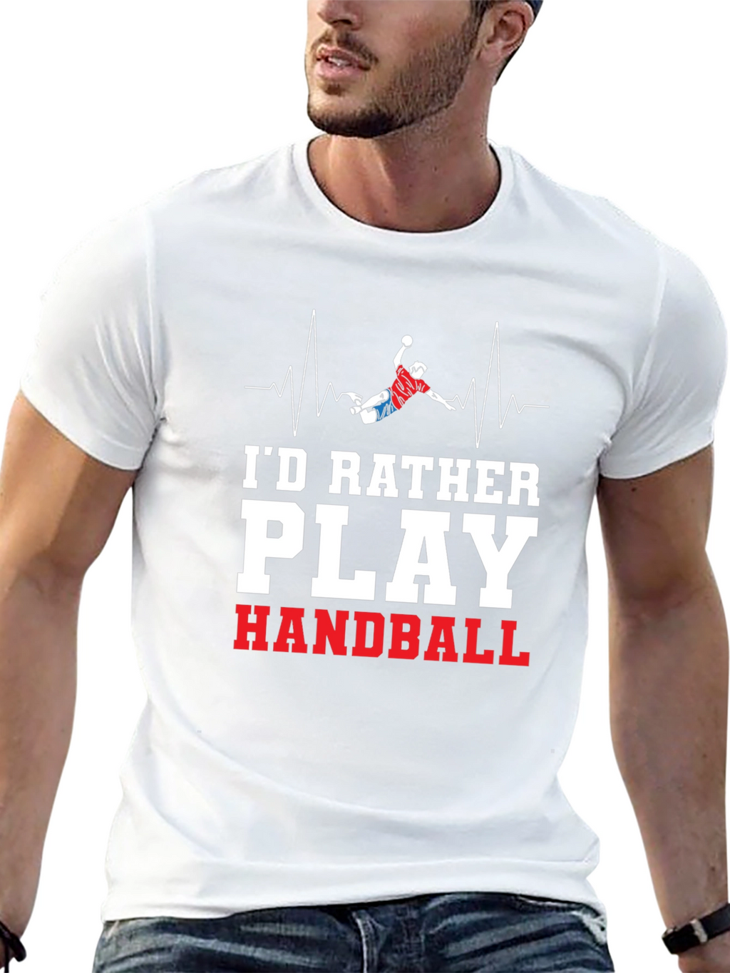 Handball Player Heartbeat Graphic Tee