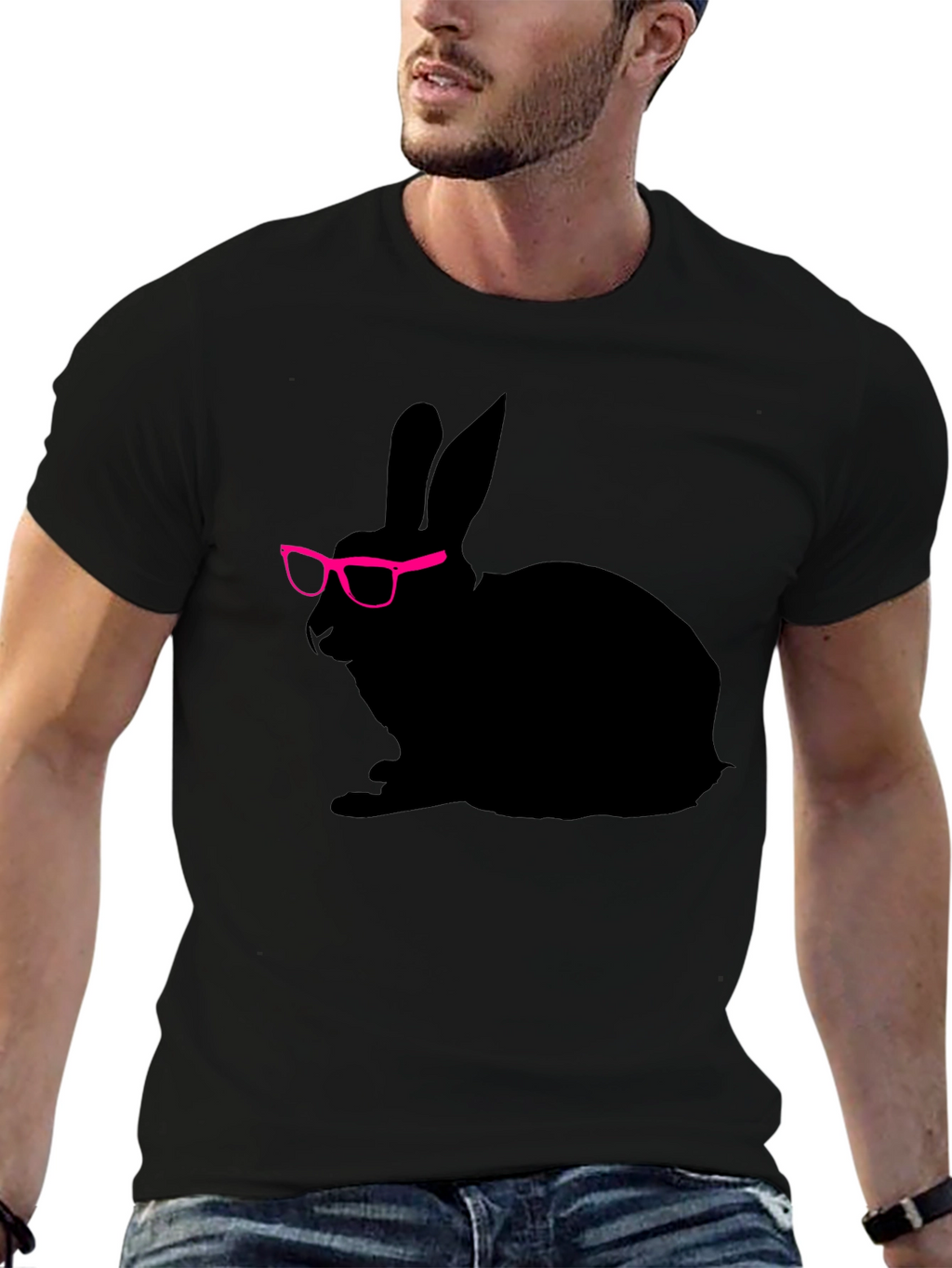 Cool Rabbit with Glasses Graphic Tee