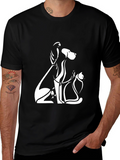 Minimalist Pets T-Shirt: Dog Cat Bird Art