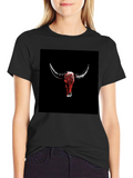 Bull Skull Graphic Tee - Black Cotton T-Shirt