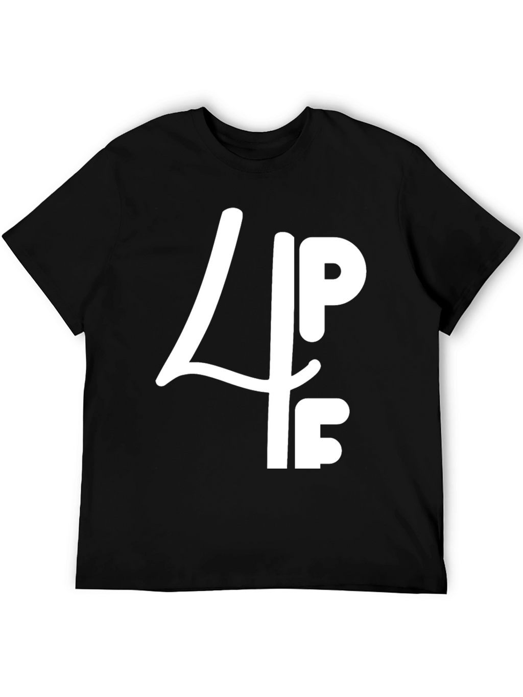 Black Graphic T-Shirt: 4PF White Print
