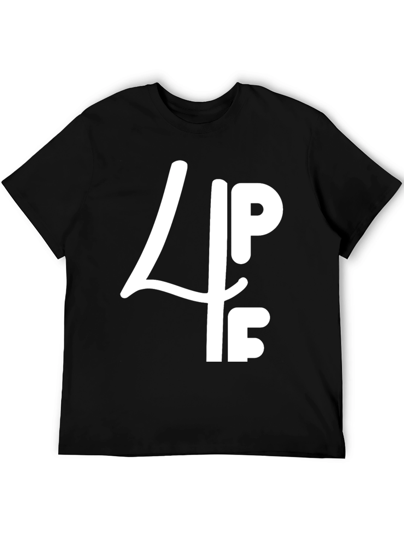 Black Graphic T-Shirt: 4PF White Print
