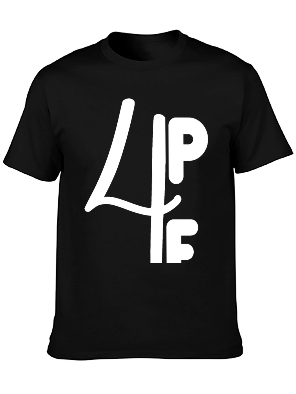 Black Graphic T-Shirt: 4PF White Print