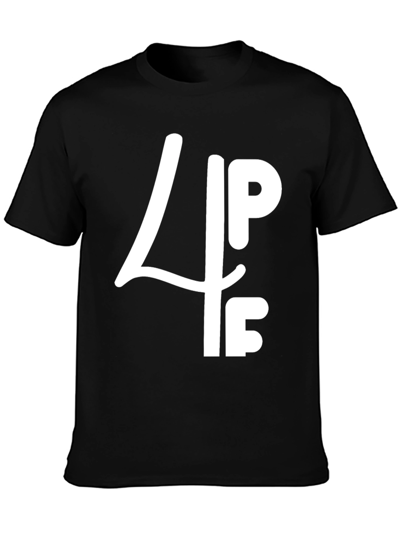 Black Graphic T-Shirt: 4PF White Print