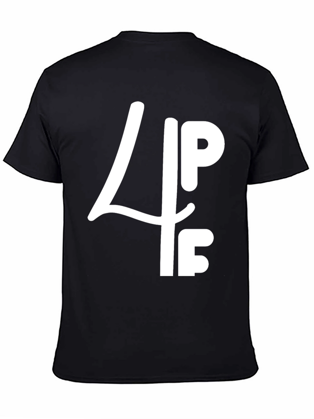Black Graphic T-Shirt: 4PF White Print