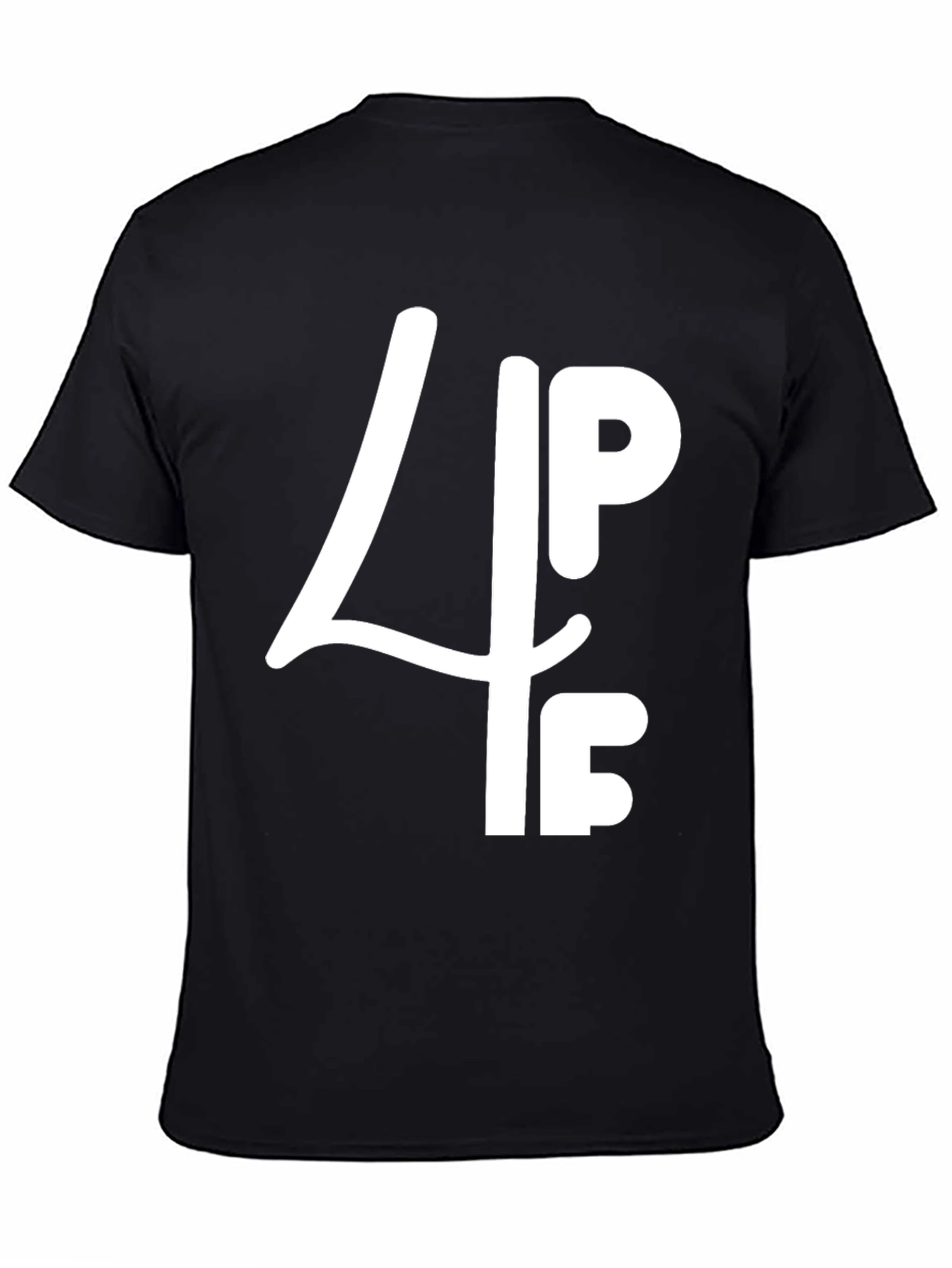 Black Graphic T-Shirt: 4PF White Print