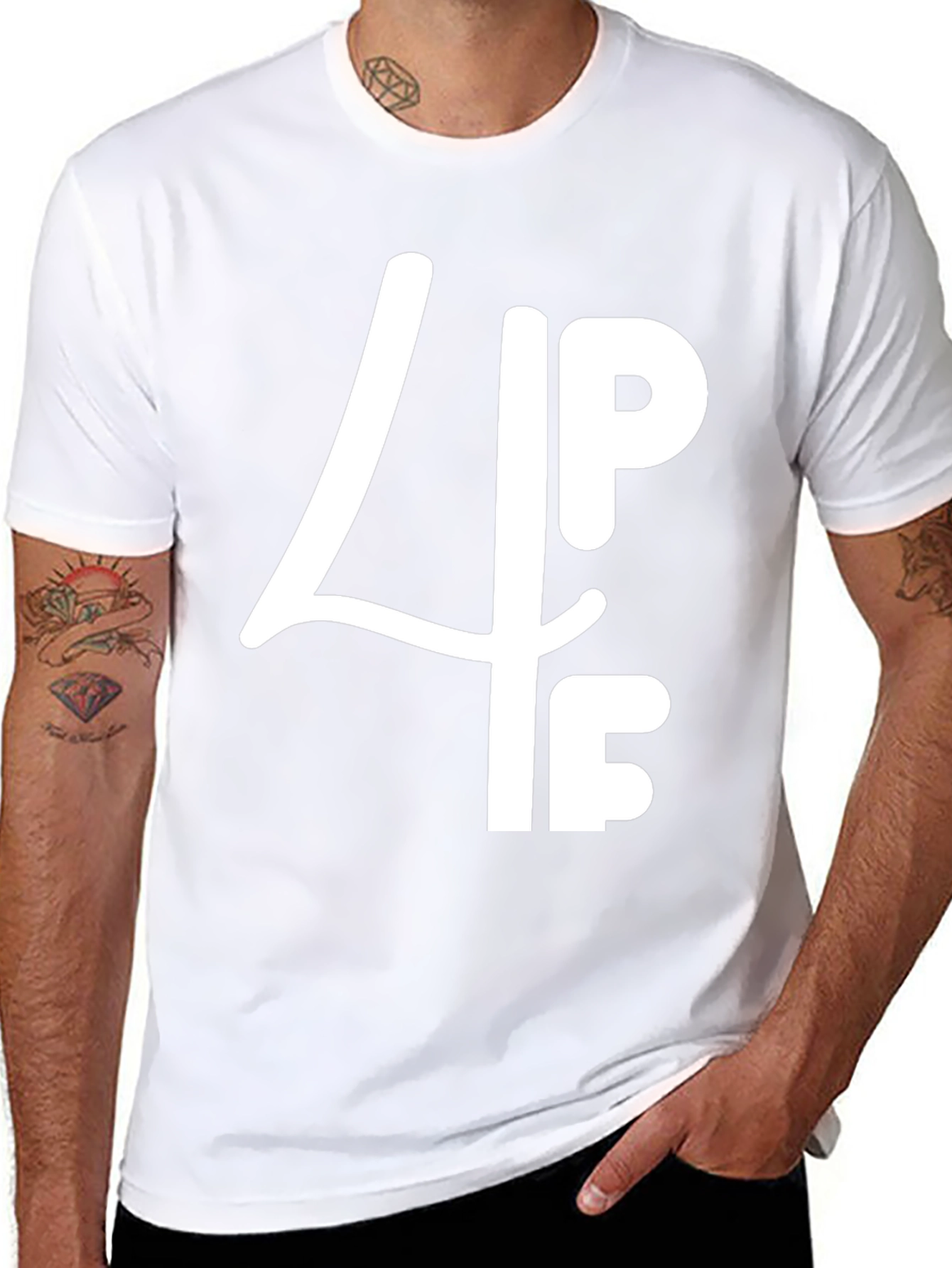 Black Graphic T-Shirt: 4PF White Print