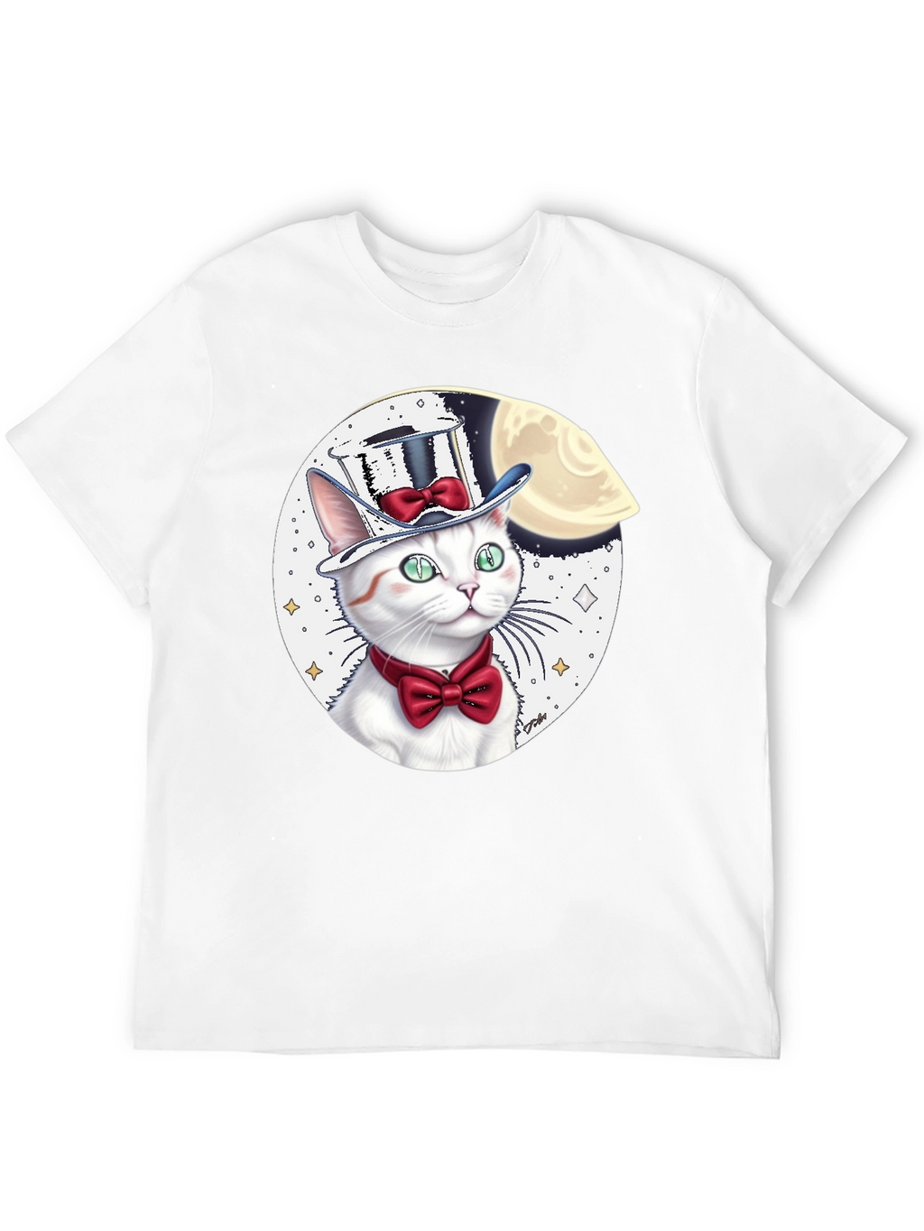 Cat in Hat Graphic Tee - Black Cotton Blend