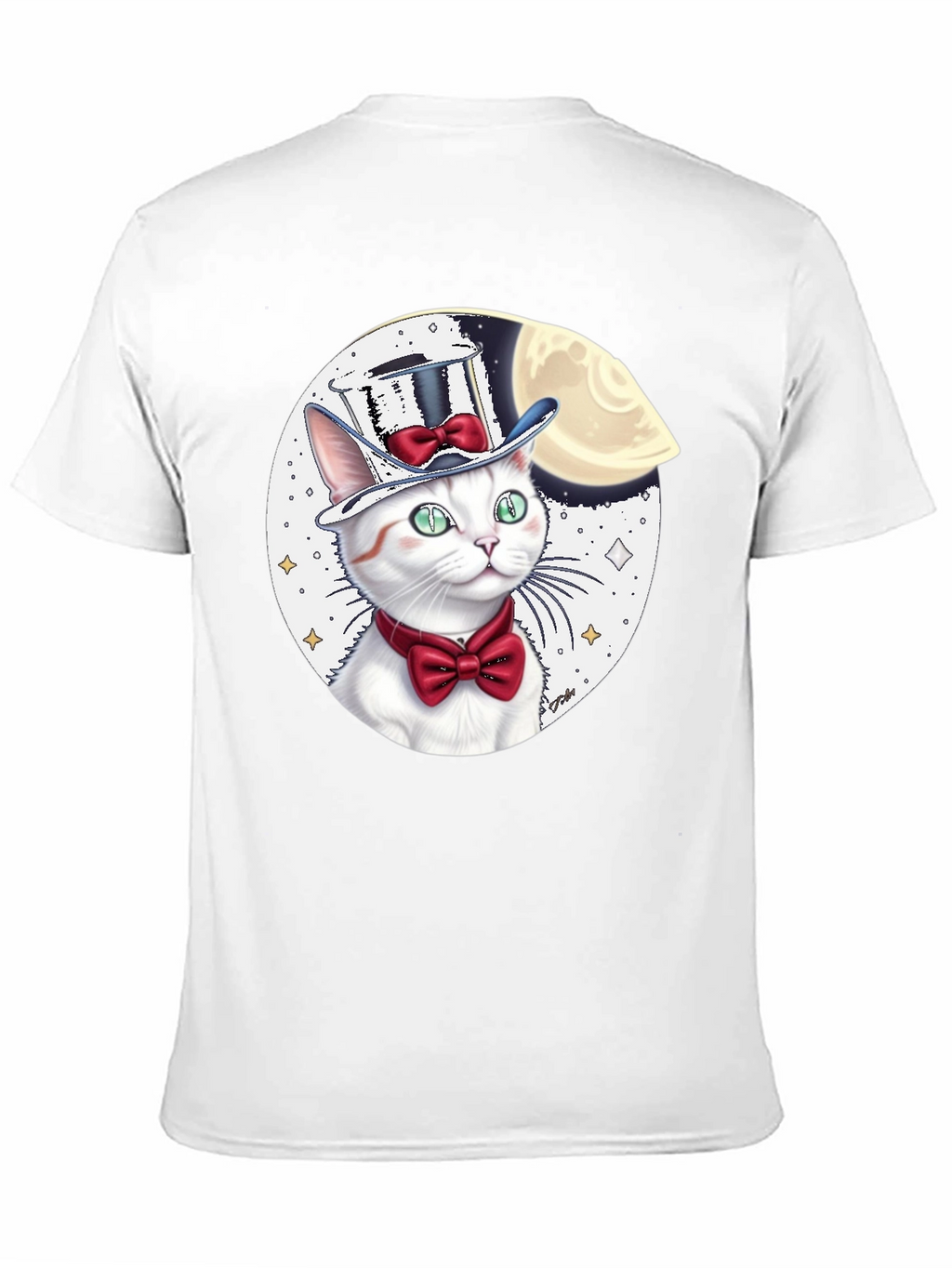Cat in Hat Graphic Tee - Black Cotton Blend