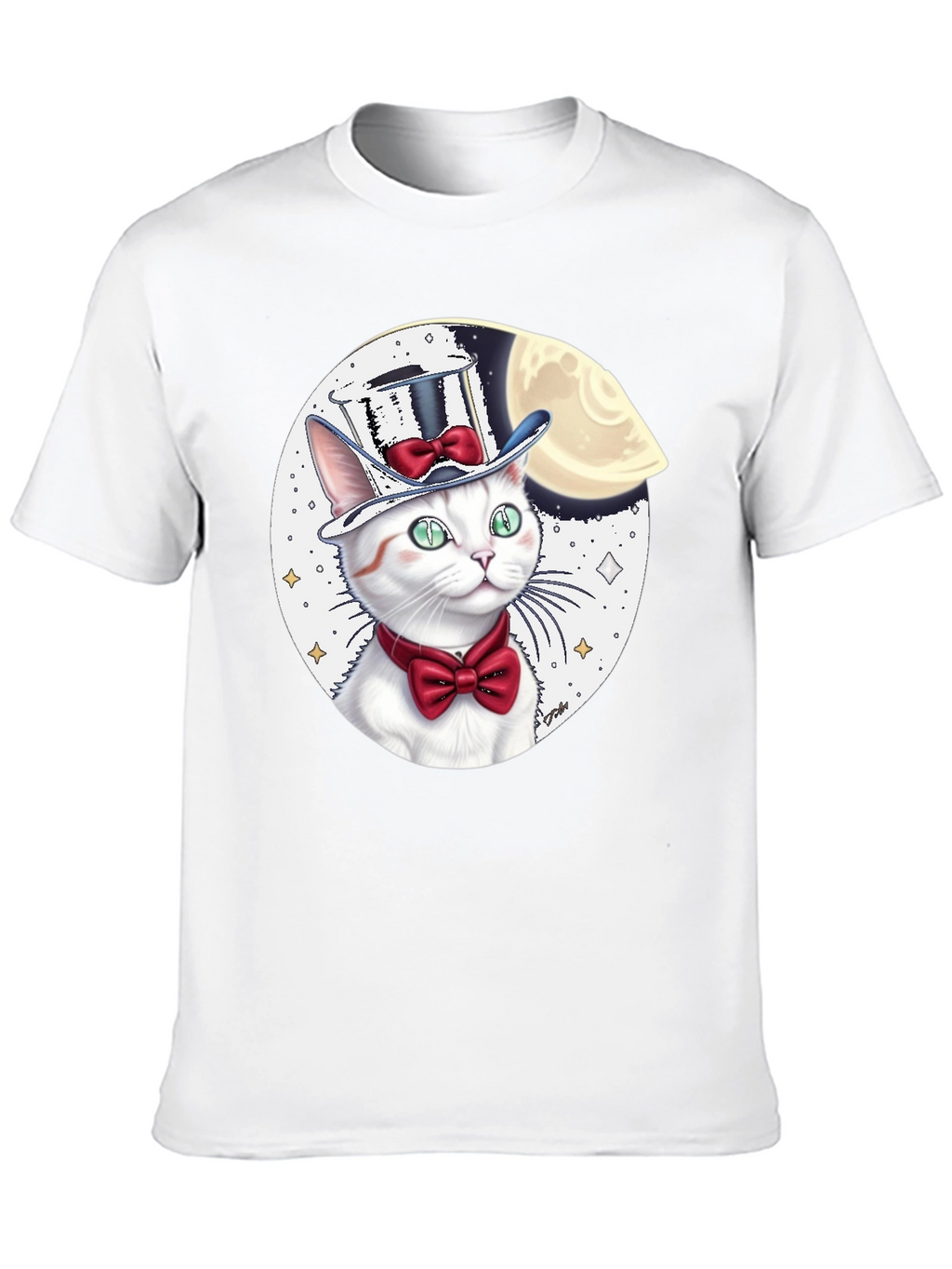 Cat in Hat Graphic Tee - Black Cotton Blend