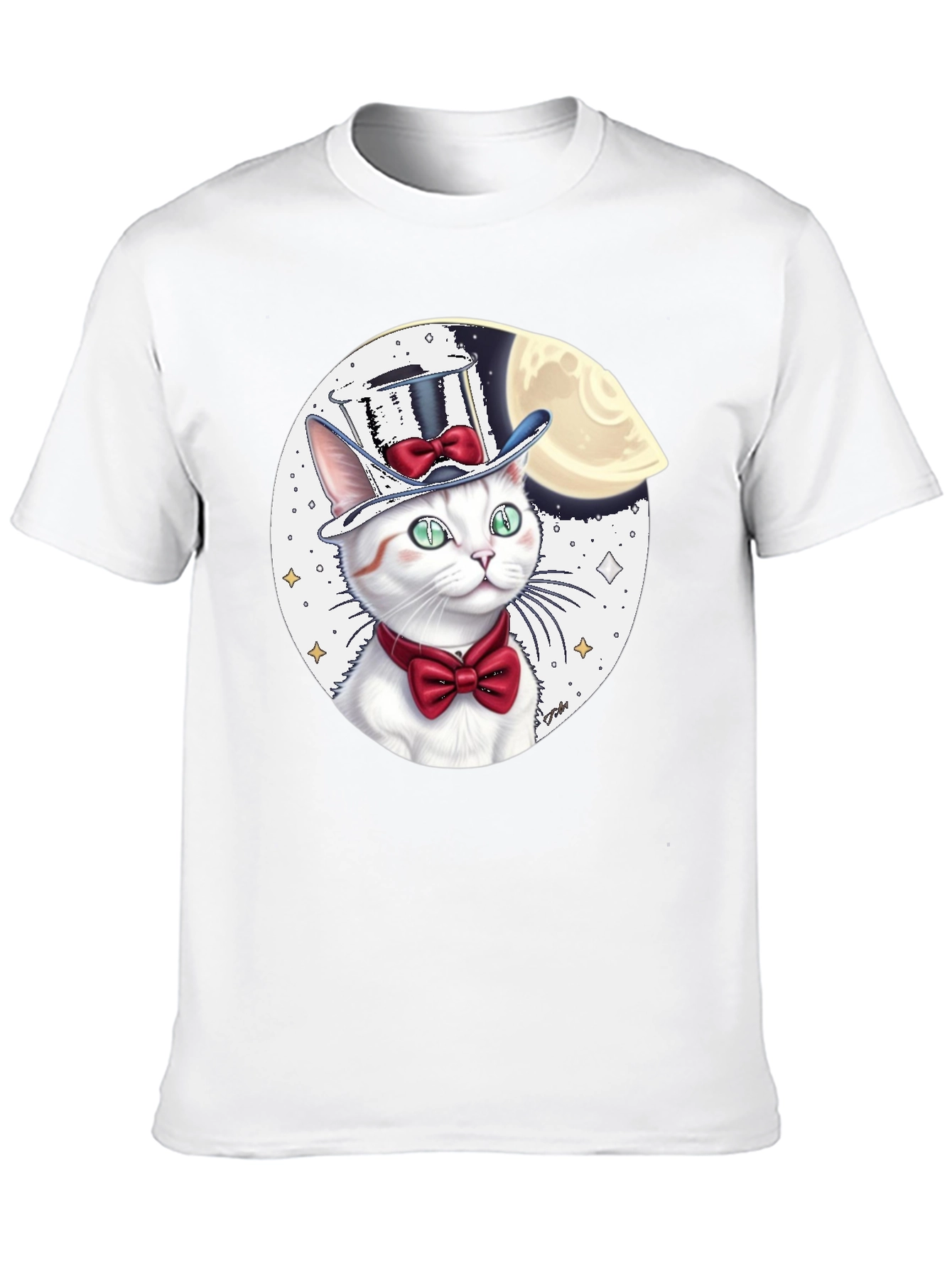Cat in Hat Graphic Tee - Black Cotton Blend