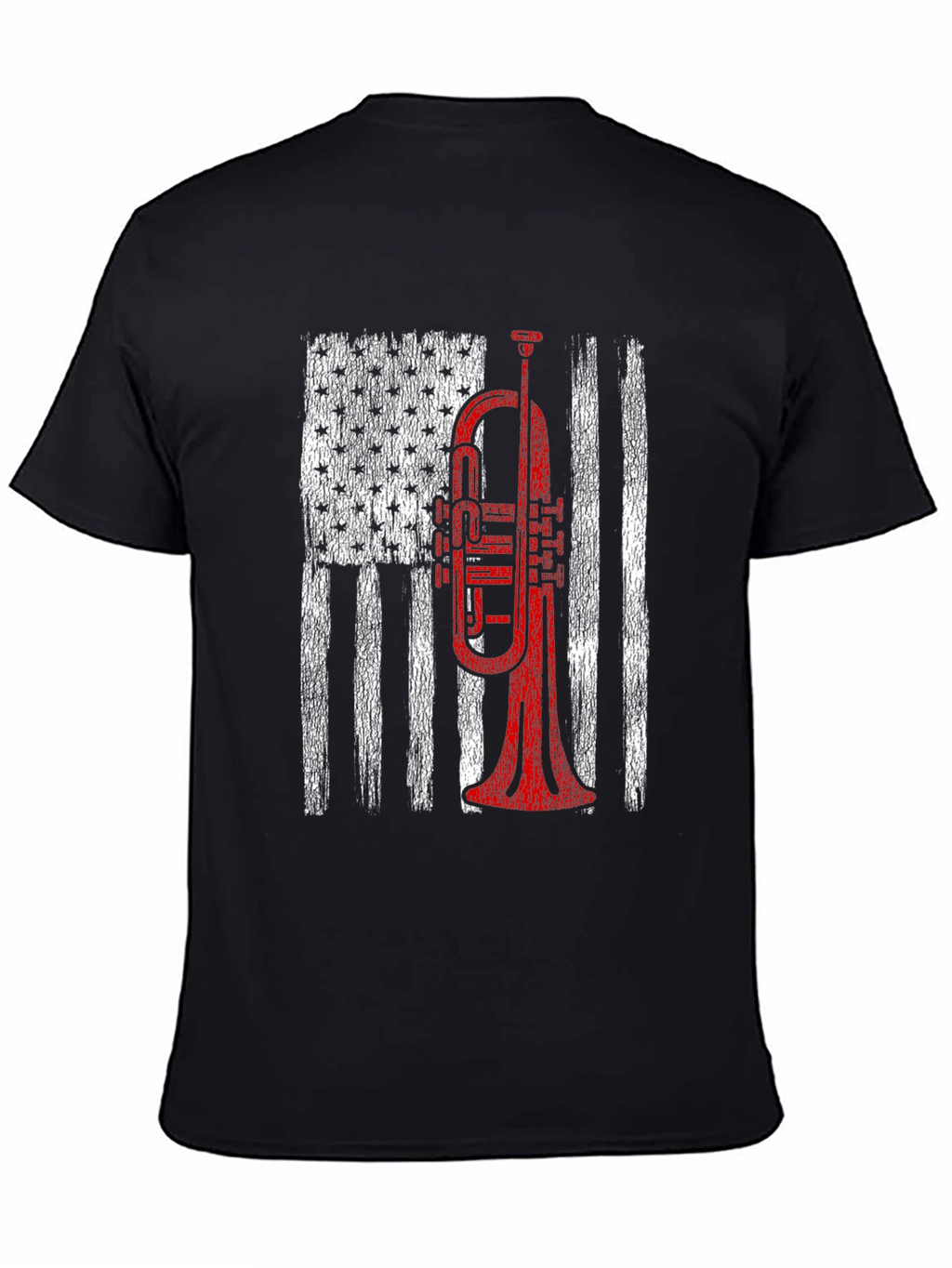 Trumpet American Flag Graphic T-Shirt