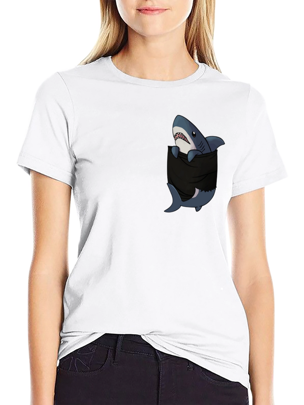 Shark Pocket Graphic T-Shirt - Black