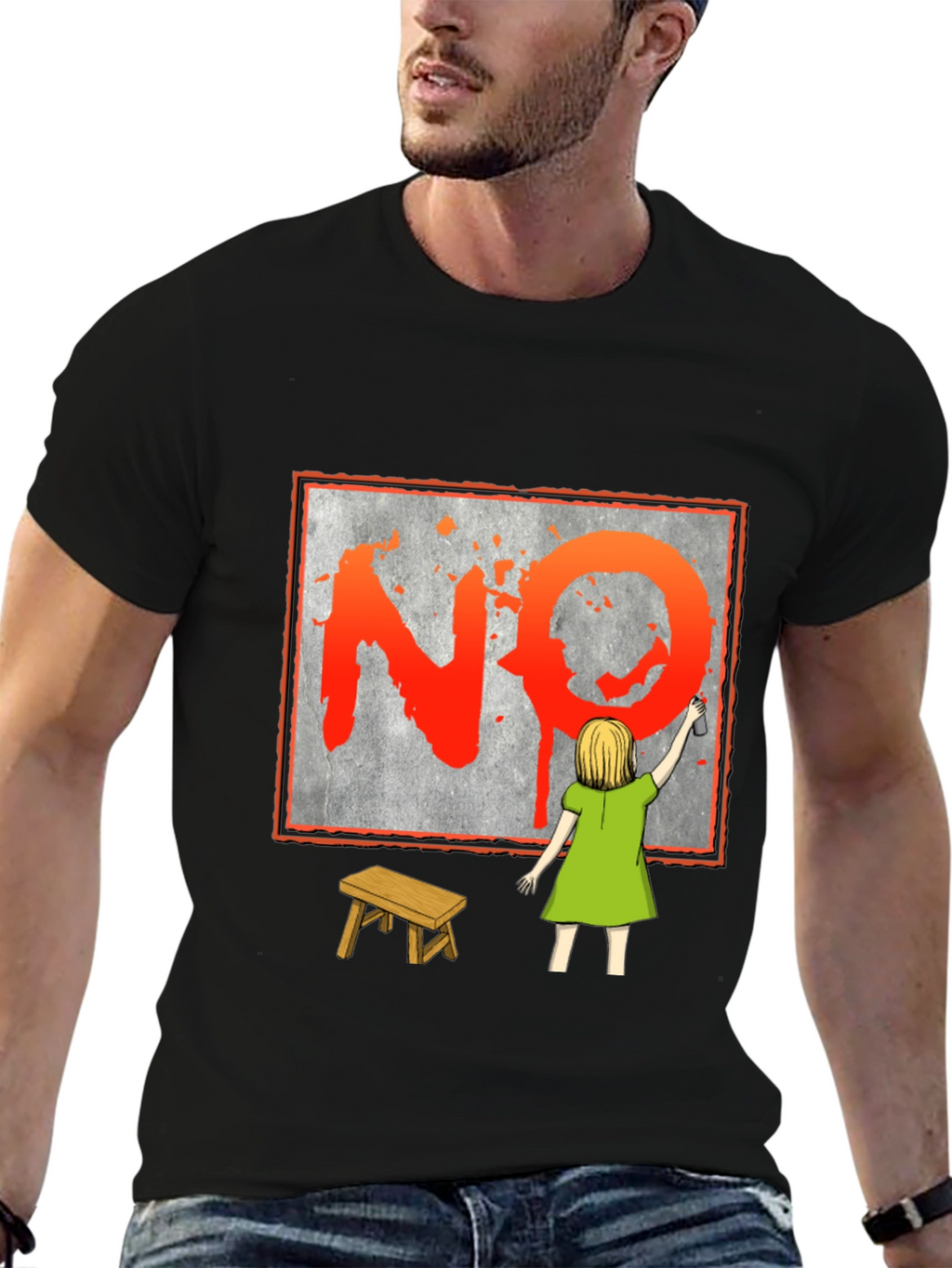 NO Graffiti Girl T-Shirt - Protest Art Tee