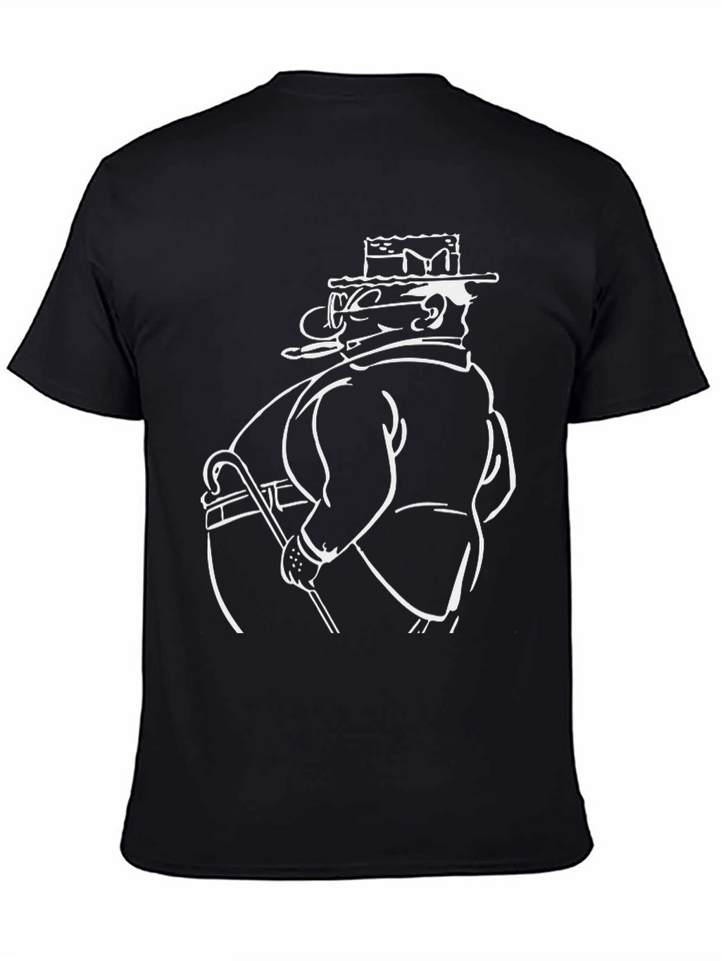 Cartoon Gentleman Black T-Shirt