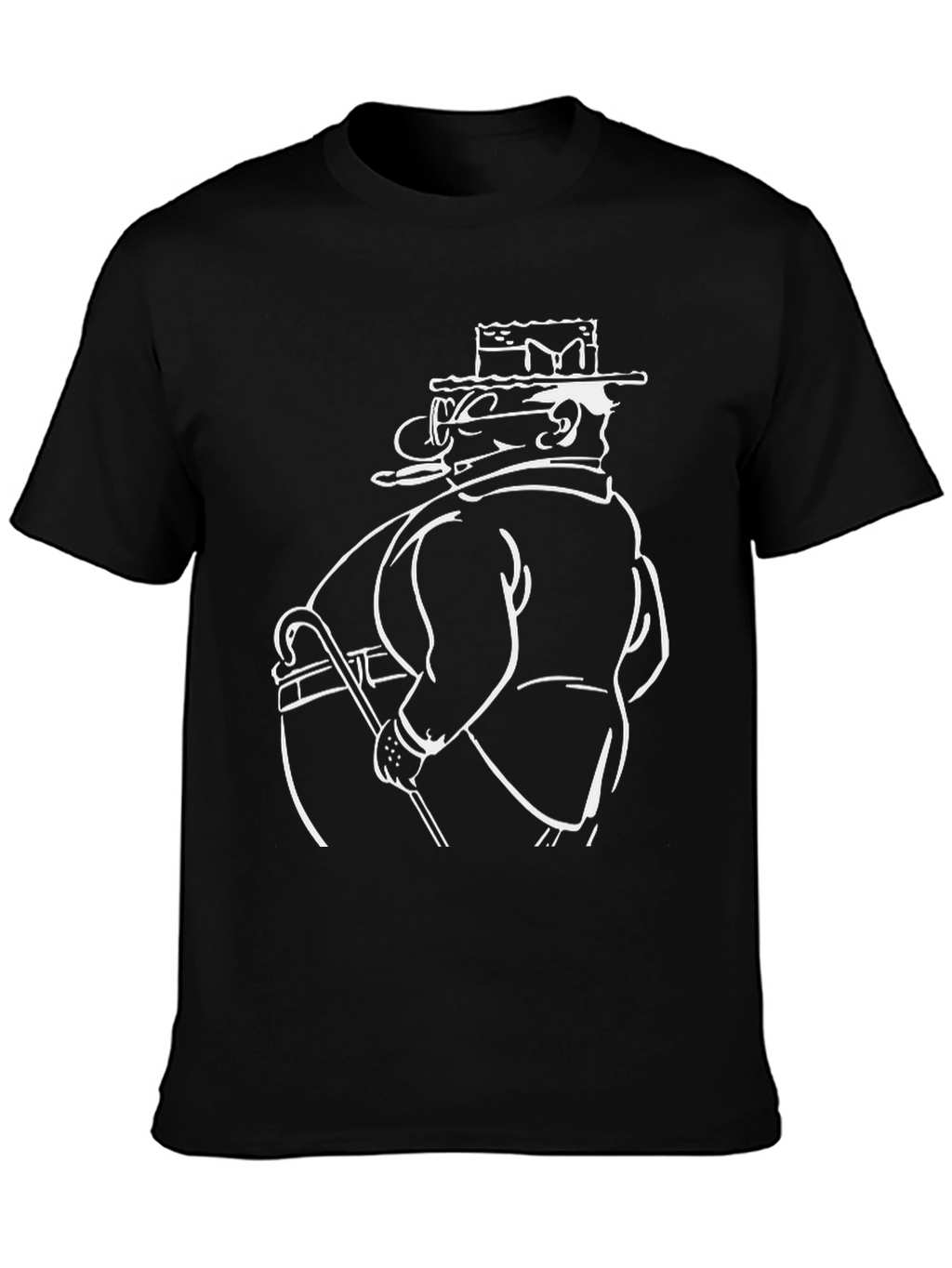 Cartoon Gentleman Black T-Shirt