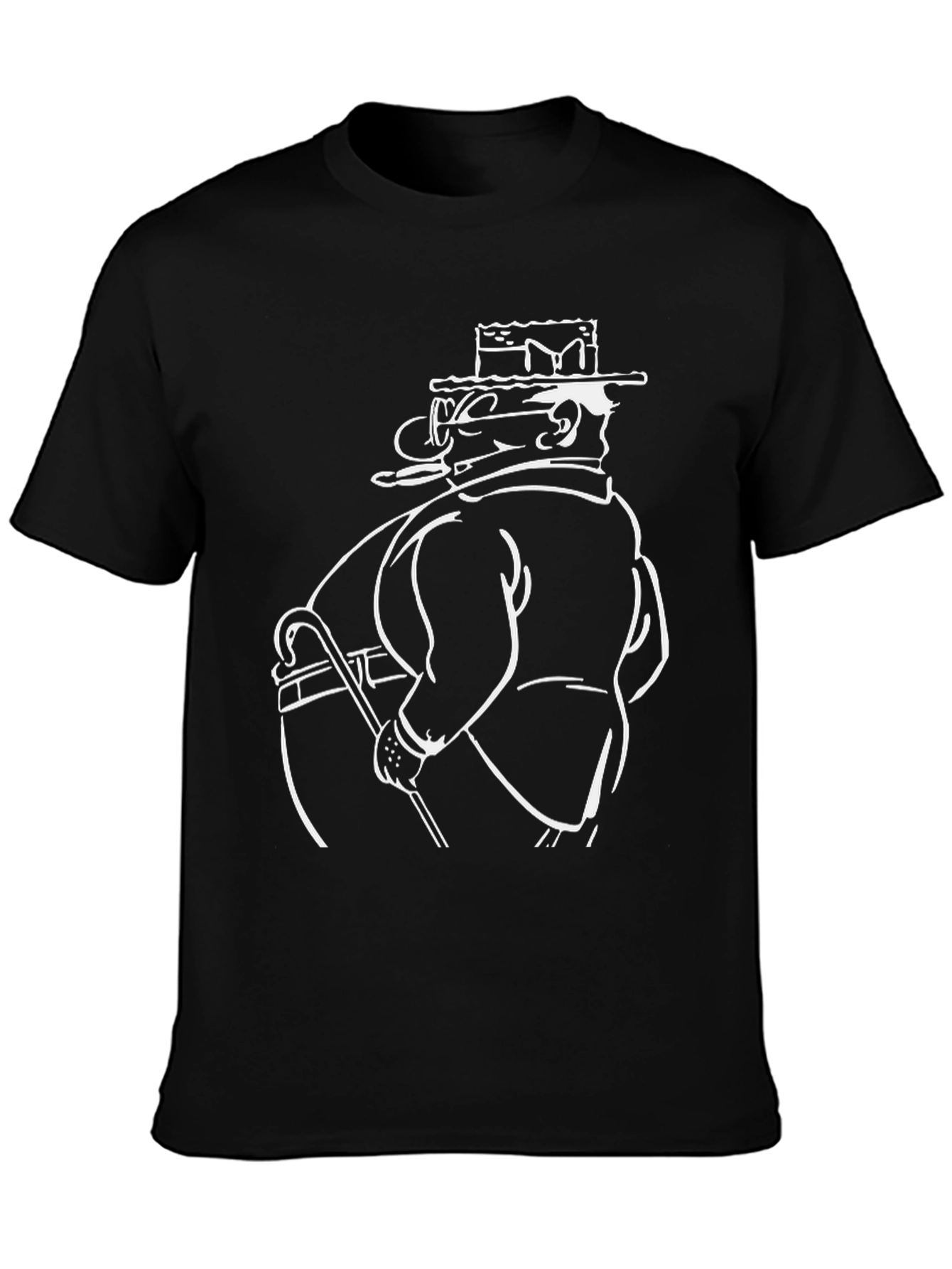 Cartoon Gentleman Black T-Shirt
