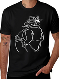 Cartoon Gentleman Black T-Shirt