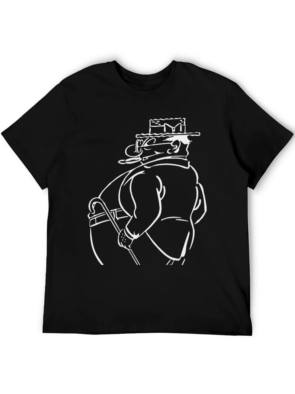 Cartoon Gentleman Black T-Shirt