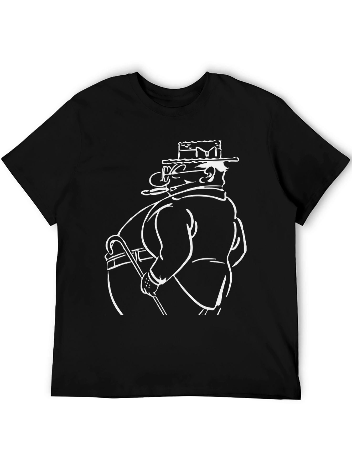 Cartoon Gentleman Black T-Shirt
