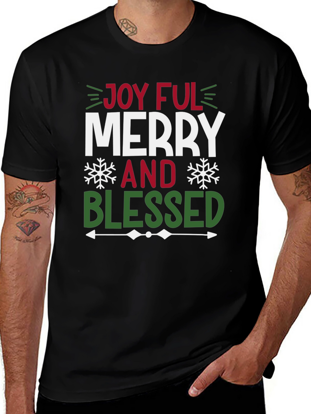 Joyful Merry and Blessed Graphic Tee Shirt