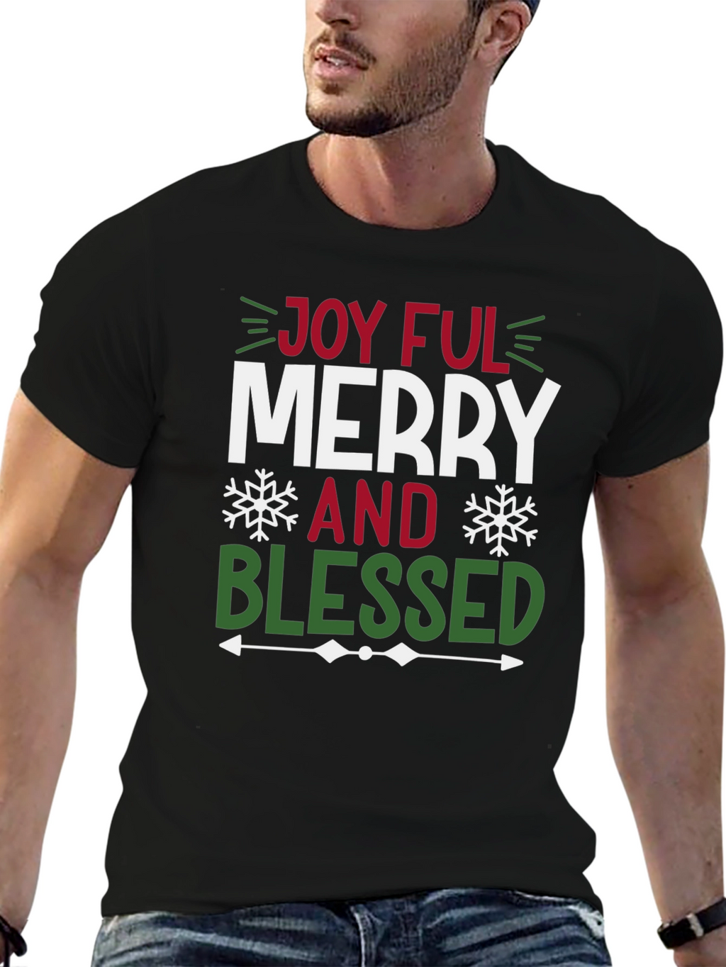 Joyful Merry and Blessed Graphic Tee Shirt