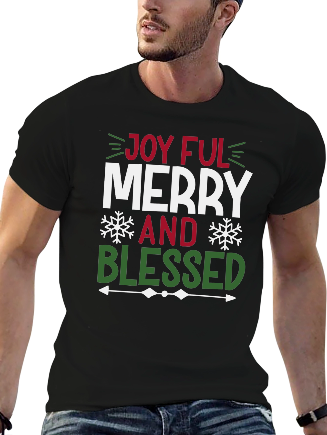 Joyful Merry and Blessed Graphic Tee Shirt