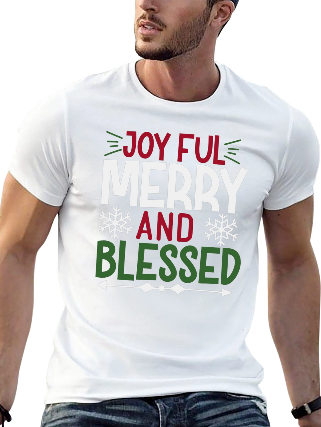 Joyful Merry and Blessed Graphic Tee Shirt