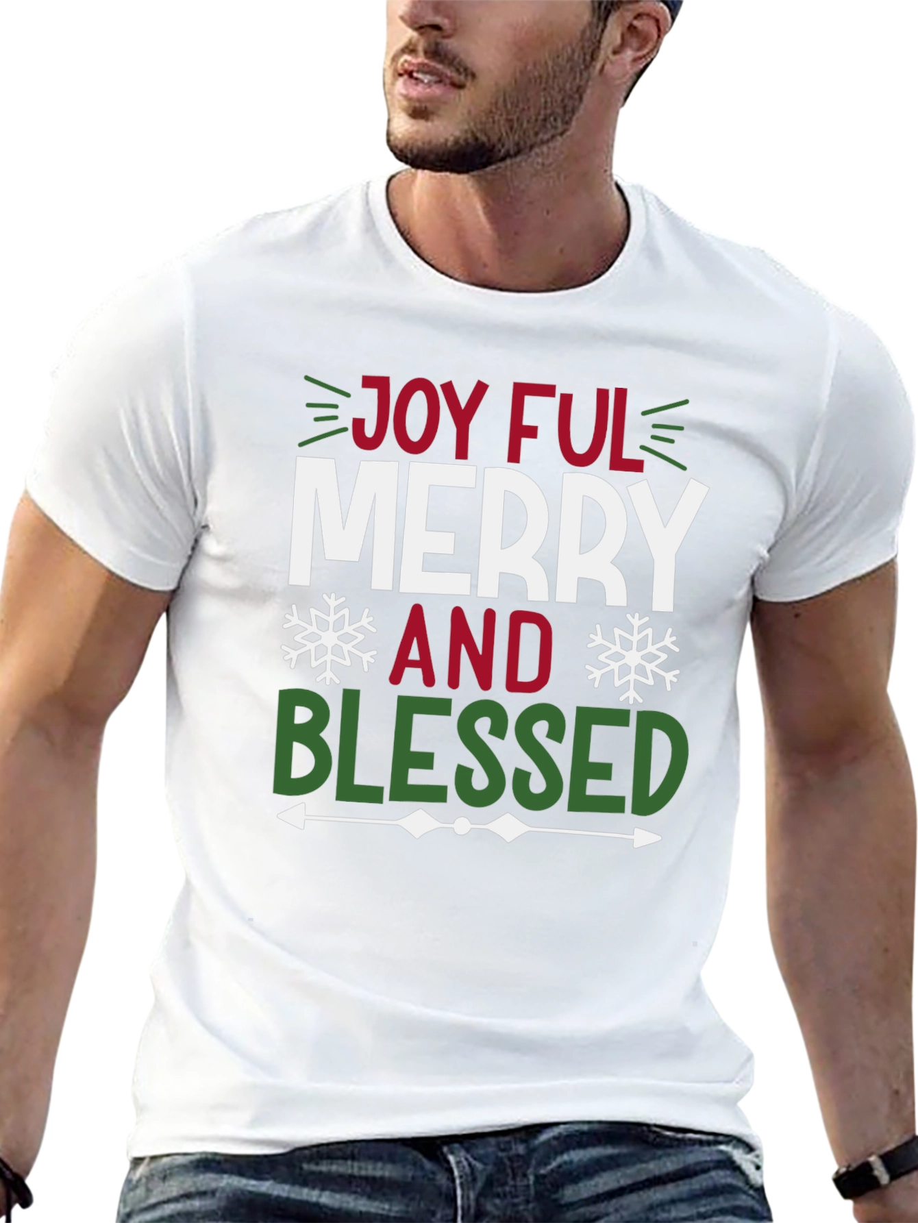 Joyful Merry and Blessed Graphic Tee Shirt