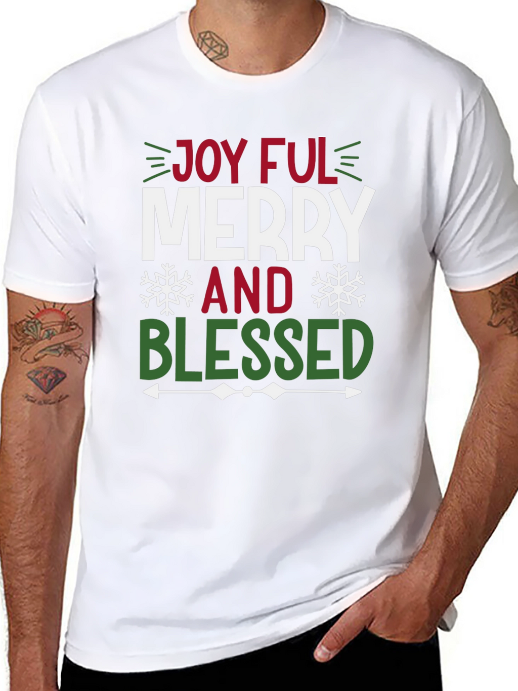 Joyful Merry and Blessed Graphic Tee Shirt