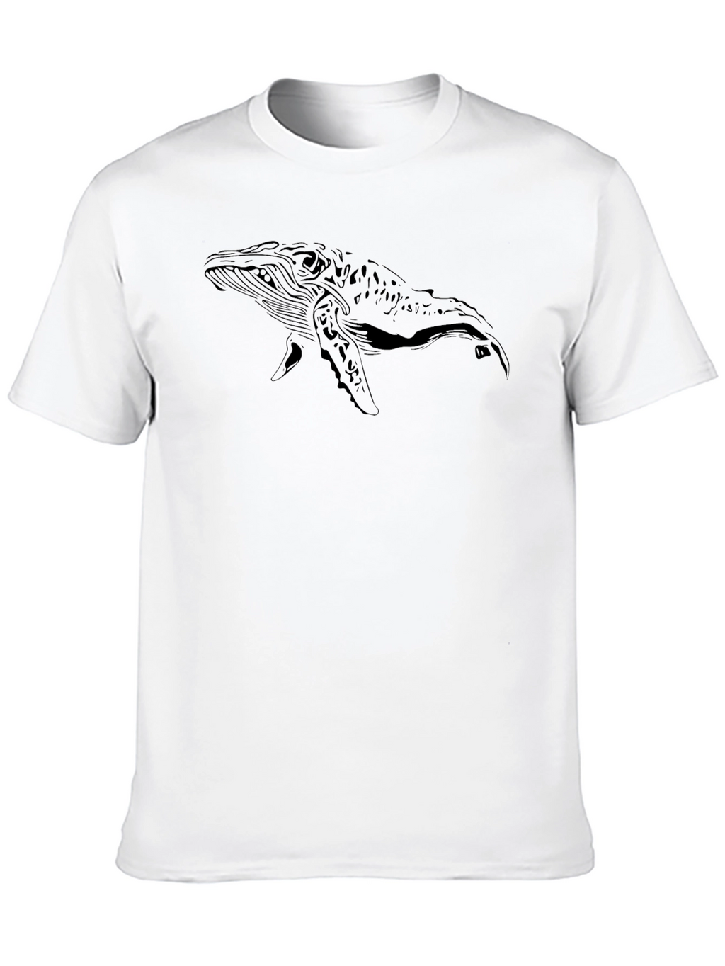 Whale Graphic Black T-Shirt - Classic Crew Neck Tee