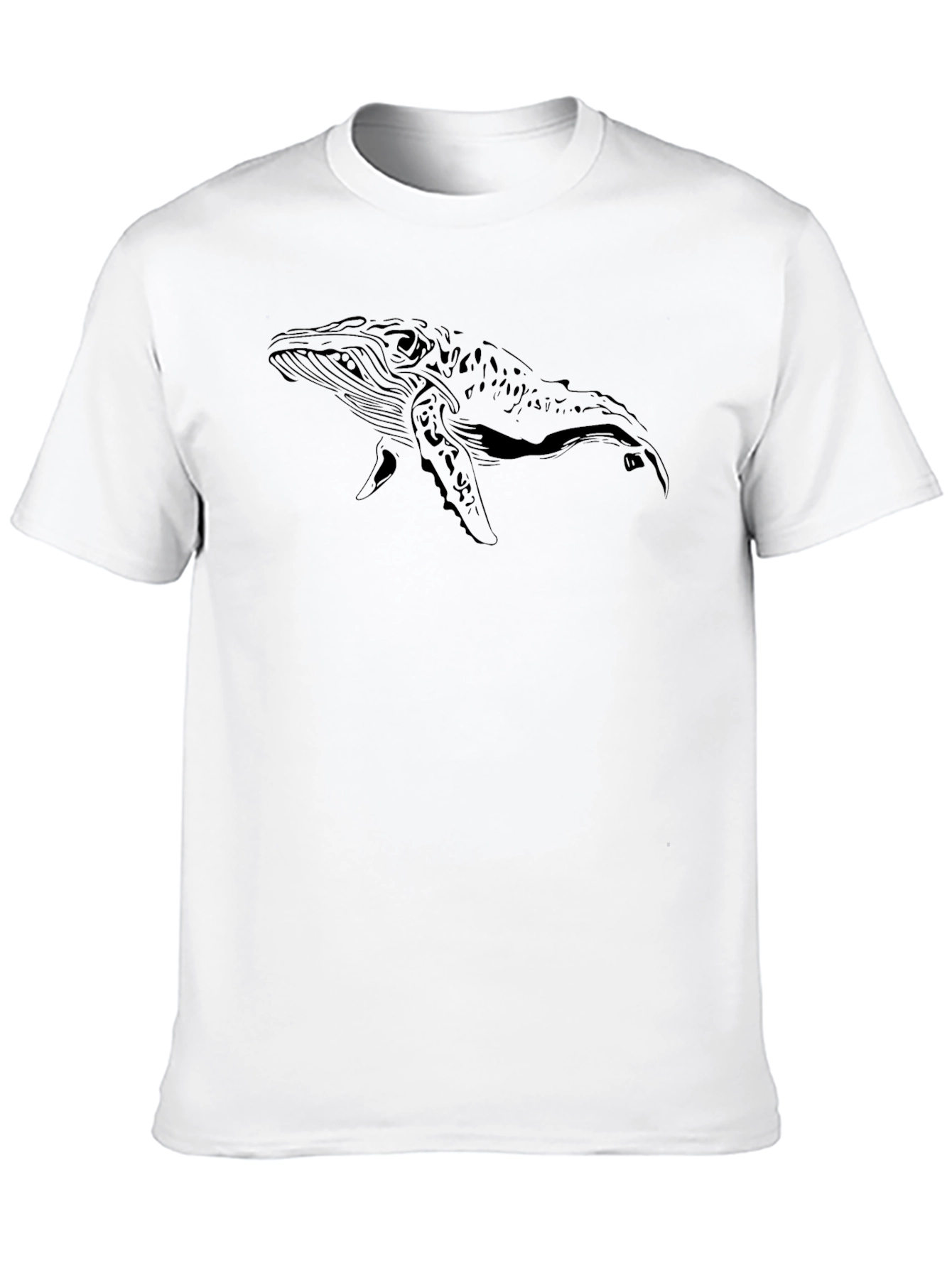 Whale Graphic Black T-Shirt - Classic Crew Neck Tee