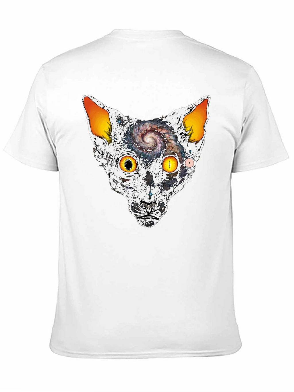 Cosmic Cat Head Graphic T-Shirt