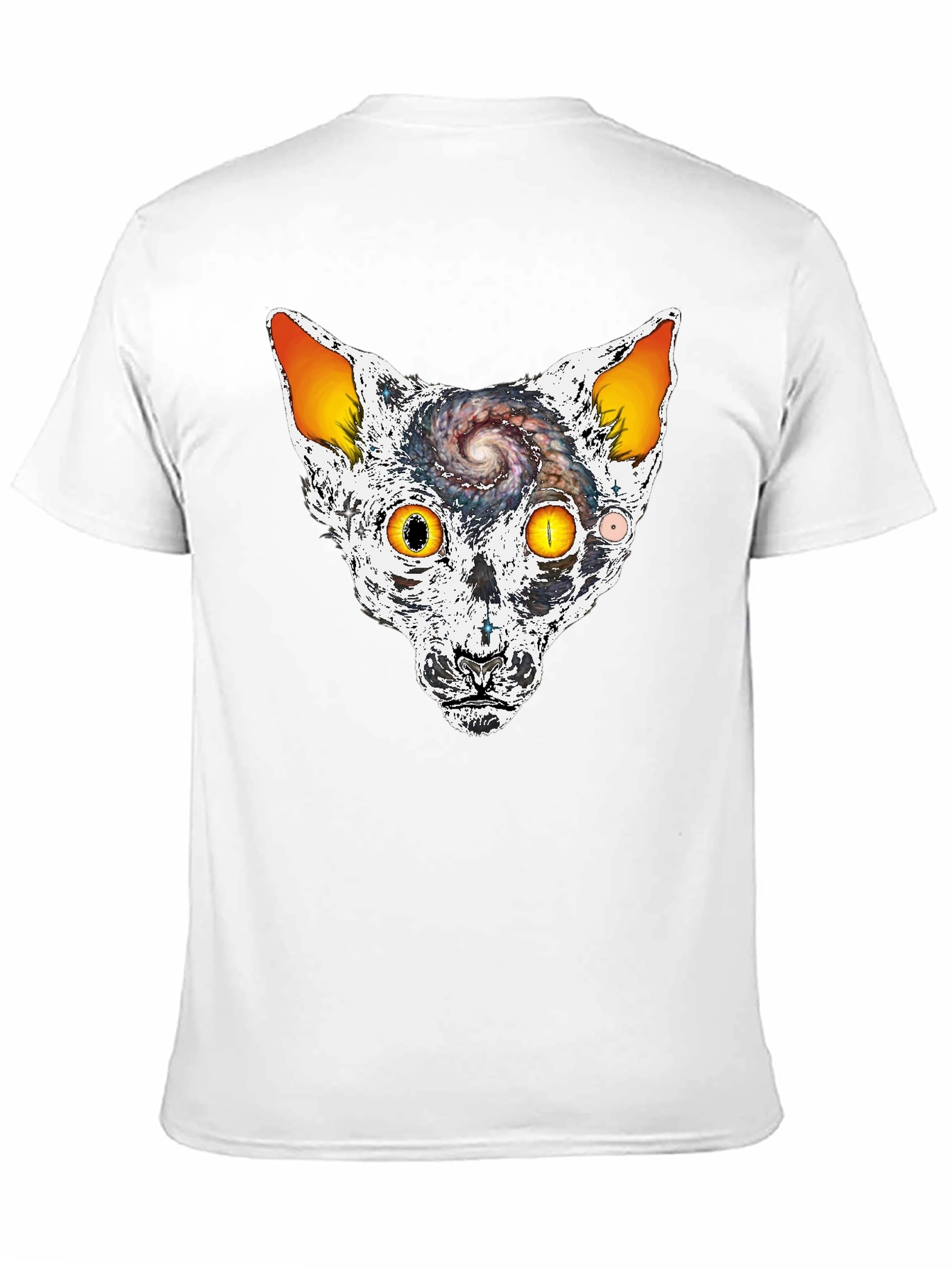 Cosmic Cat Head Graphic T-Shirt