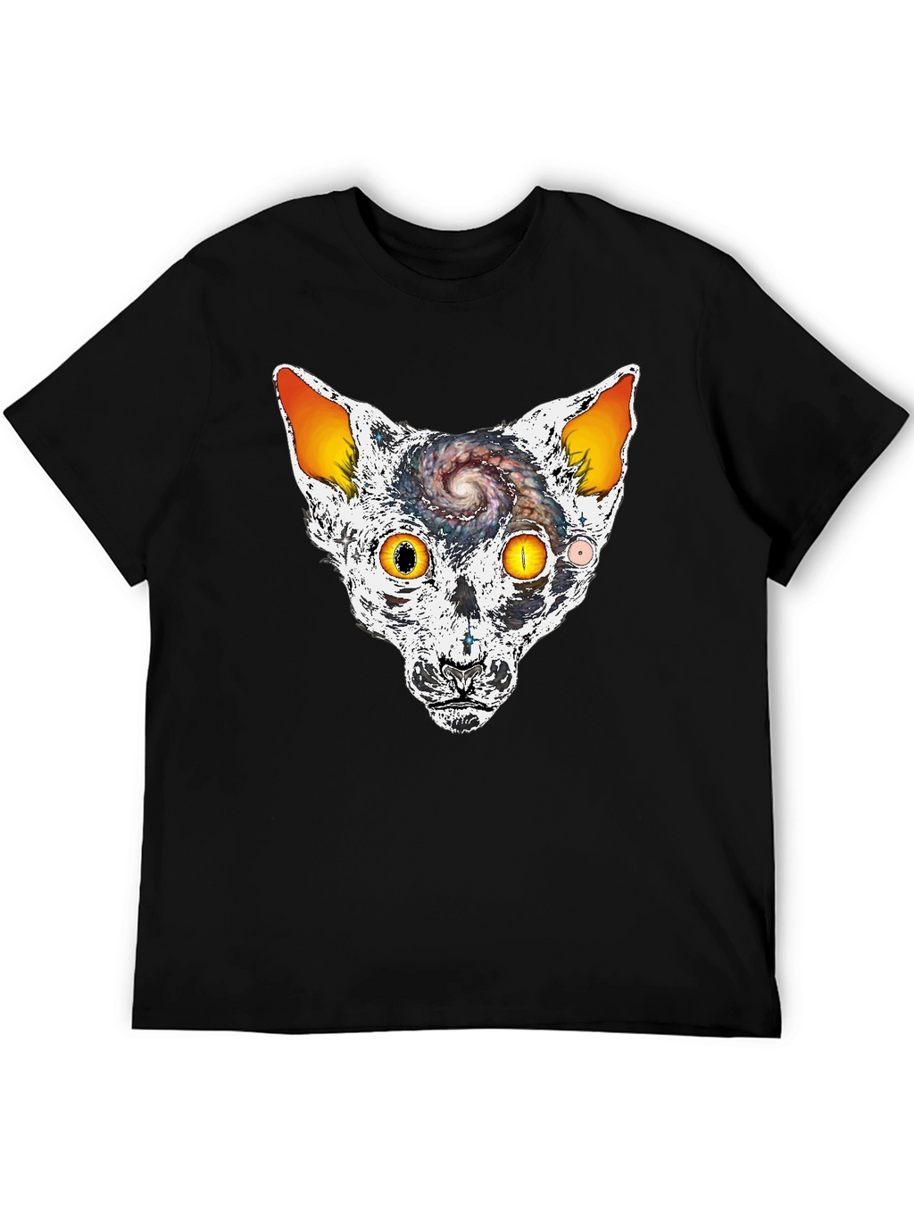Cosmic Cat Head Graphic T-Shirt
