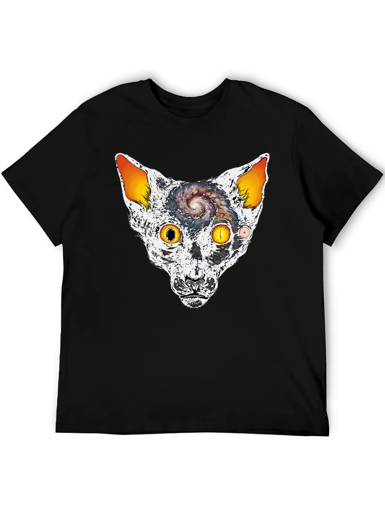 Cosmic Cat Head Graphic T-Shirt