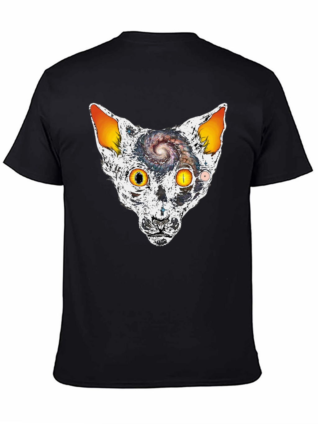 Cosmic Cat Head Graphic T-Shirt