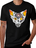Cosmic Cat Head Graphic T-Shirt