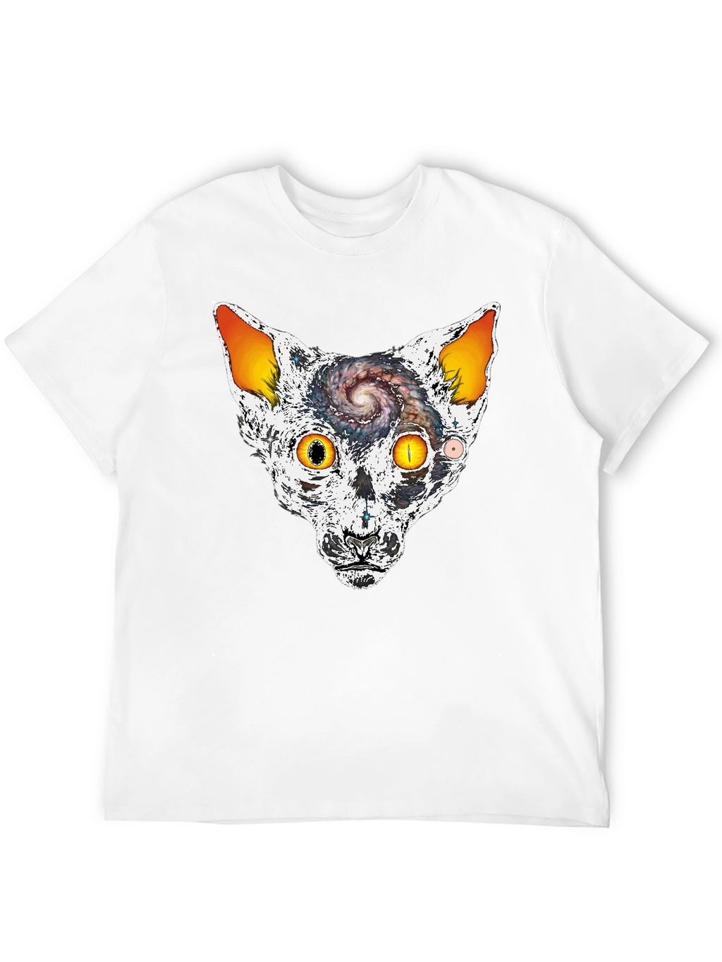 Cosmic Cat Head Graphic T-Shirt