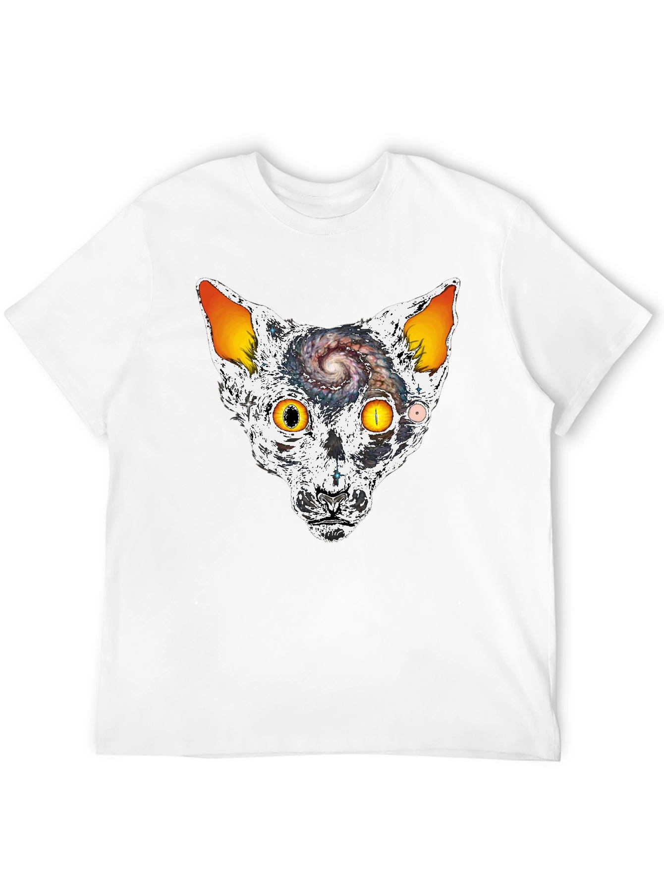 Cosmic Cat Head Graphic T-Shirt