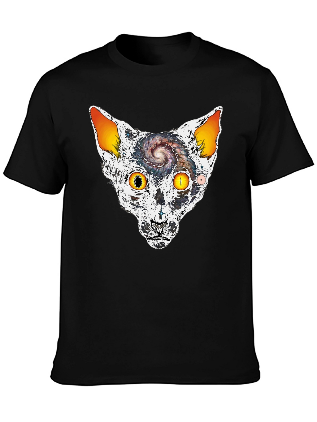 Cosmic Cat Head Graphic T-Shirt